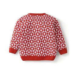 Babyhug Knit Full Sleeves Baby Sweater Set Argyle Design - Orange