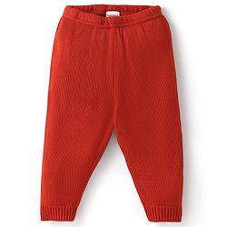 Babyhug Knit Full Sleeves Baby Sweater Set Argyle Design - Orange