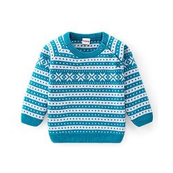 Babyhug Knitted Full Sleeves Anastasia Design Sweater Set - Aqua Blue
