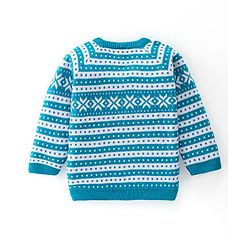 Babyhug Knitted Full Sleeves Anastasia Design Sweater Set - Aqua Blue