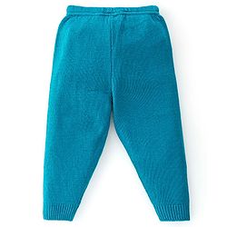 Babyhug Knitted Full Sleeves Anastasia Design Sweater Set - Aqua Blue