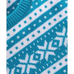 Babyhug Knitted Full Sleeves Anastasia Design Sweater Set - Aqua Blue