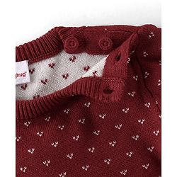 Babyhug Knitted Full Sleeves Sweater Set Floral Design - Red