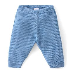 Babyhug Knit Full Sleeves Color Block Hooded Sweater Set - Grey & Blue