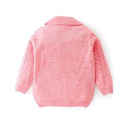 Babyhug Knitted Full Sleeves Sweater Set with Cable Knit Design - Pink