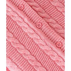 Babyhug Knitted Full Sleeves Sweater Set with Cable Knit Design - Pink