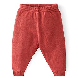 Babyhug Knitted Full Sleeves Sweater Set with Stripe Design - White & Red