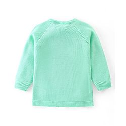 Babyhug Knitted Full Sleeves Sweater Set with Cap & Cable Knit Design - Sea Green