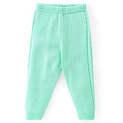 Babyhug Knitted Full Sleeves Sweater Set with Cap & Cable Knit Design - Sea Green