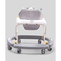 Babyhug Panda 2 In 1 Walker Cum Rocker With 3 Adjustable Height & Musical Play Tray With Lights-Grey| Smooth Swivel Wheels| BIS Certified| Comfortable Seat| Removable Toys