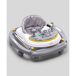 Babyhug Panda 2 In 1 Walker Cum Rocker With 3 Adjustable Height & Musical Play Tray With Lights-Grey| Smooth Swivel Wheels| BIS Certified| Comfortable Seat| Removable Toys