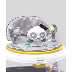 Babyhug Panda 2 In 1 Walker Cum Rocker With 3 Adjustable Height & Musical Play Tray With Lights-Grey| Smooth Swivel Wheels| BIS Certified| Comfortable Seat| Removable Toys