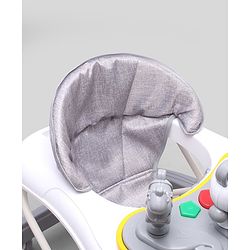 Babyhug Panda 2 In 1 Walker Cum Rocker With 3 Adjustable Height & Musical Play Tray With Lights-Grey| Smooth Swivel Wheels| BIS Certified| Comfortable Seat| Removable Toys