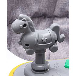 Babyhug Panda 2 In 1 Walker Cum Rocker With 3 Adjustable Height & Musical Play Tray With Lights-Grey| Smooth Swivel Wheels| BIS Certified| Comfortable Seat| Removable Toys