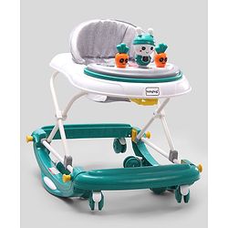 Babyhug Bunny 2 In 1 Walker Cum Rocker With 3 Adjustable Height & Musical Play Tray With Lights-Green| Cushion Seat| Smooth Swivel Wheels| Foldable