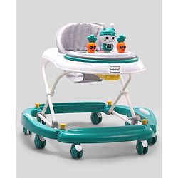 Babyhug Bunny 2 In 1 Walker Cum Rocker With 3 Adjustable Height & Musical Play Tray With Lights-Green| Cushion Seat| Smooth Swivel Wheels| Foldable