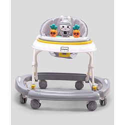 Babyhug Bunny 2 In 1 Walker Cum Rocker With 3 Adjustable Height & Musical Play Tray With Lights-Grey| Cushion Seat| Smooth Swivel Wheels| Foldable