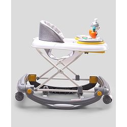 Babyhug Bunny 2 In 1 Walker Cum Rocker With 3 Adjustable Height & Musical Play Tray With Lights-Grey| Cushion Seat| Smooth Swivel Wheels| Foldable