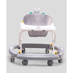 Babyhug Bunny 2 In 1 Walker Cum Rocker With 3 Adjustable Height & Musical Play Tray With Lights-Grey| Cushion Seat| Smooth Swivel Wheels| Foldable