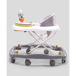 Babyhug Bunny 2 In 1 Walker Cum Rocker With 3 Adjustable Height & Musical Play Tray With Lights-Grey| Cushion Seat| Smooth Swivel Wheels| Foldable
