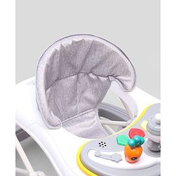 Babyhug Bunny 2 In 1 Walker Cum Rocker With 3 Adjustable Height & Musical Play Tray With Lights-Grey| Cushion Seat| Smooth Swivel Wheels| Foldable
