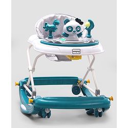 Babyhug Panda 2 In 1 Walker Cum Rocker With 3 Adjustable Height & Musical Play Tray With Lights-Grey| Smooth Swivel Wheels| BIS Certified| Comfortable Seat| Removable Toys