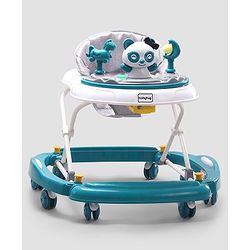 Babyhug Panda 2 In 1 Walker Cum Rocker With 3 Adjustable Height & Musical Play Tray With Lights-Grey| Smooth Swivel Wheels| BIS Certified| Comfortable Seat| Removable Toys