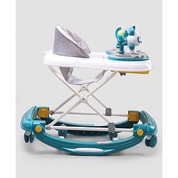 Babyhug Panda 2 In 1 Walker Cum Rocker With 3 Adjustable Height & Musical Play Tray With Lights-Grey| Smooth Swivel Wheels| BIS Certified| Comfortable Seat| Removable Toys