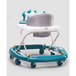 Babyhug Panda 2 In 1 Walker Cum Rocker With 3 Adjustable Height & Musical Play Tray With Lights-Grey| Smooth Swivel Wheels| BIS Certified| Comfortable Seat| Removable Toys