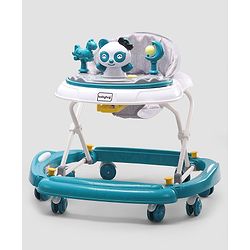 Babyhug Panda 2 In 1 Walker Cum Rocker With 3 Adjustable Height & Musical Play Tray With Lights-Grey| Smooth Swivel Wheels| BIS Certified| Comfortable Seat| Removable Toys