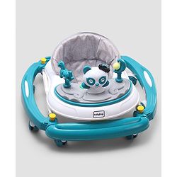 Babyhug Panda 2 In 1 Walker Cum Rocker With 3 Adjustable Height & Musical Play Tray With Lights-Grey| Smooth Swivel Wheels| BIS Certified| Comfortable Seat| Removable Toys
