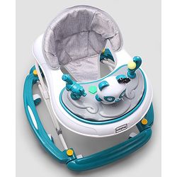 Babyhug Panda 2 In 1 Walker Cum Rocker With 3 Adjustable Height & Musical Play Tray With Lights-Grey| Smooth Swivel Wheels| BIS Certified| Comfortable Seat| Removable Toys