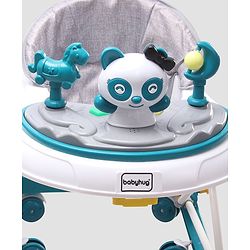 Babyhug Panda 2 In 1 Walker Cum Rocker With 3 Adjustable Height & Musical Play Tray With Lights-Grey| Smooth Swivel Wheels| BIS Certified| Comfortable Seat| Removable Toys