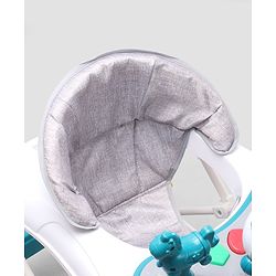 Babyhug Panda 2 In 1 Walker Cum Rocker With 3 Adjustable Height & Musical Play Tray With Lights-Grey| Smooth Swivel Wheels| BIS Certified| Comfortable Seat| Removable Toys