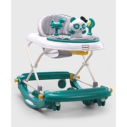 Babyhug Panda 2 In 1 Walker Cum Rocker With 3 Adjustable Height & Musical Play Tray With Lights-Grey| Smooth Swivel Wheels| BIS Certified| Comfortable Seat| Removable Toys