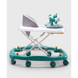 Babyhug Panda 2 In 1 Walker Cum Rocker With 3 Adjustable Height & Musical Play Tray With Lights-Grey| Smooth Swivel Wheels| BIS Certified| Comfortable Seat| Removable Toys