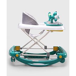 Babyhug Panda 2 In 1 Walker Cum Rocker With 3 Adjustable Height & Musical Play Tray With Lights-Grey| Smooth Swivel Wheels| BIS Certified| Comfortable Seat| Removable Toys