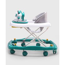 Babyhug Panda 2 In 1 Walker Cum Rocker With 3 Adjustable Height & Musical Play Tray With Lights-Grey| Smooth Swivel Wheels| BIS Certified| Comfortable Seat| Removable Toys