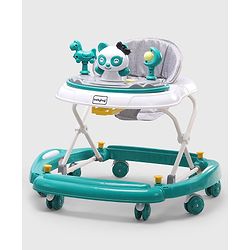 Babyhug Panda 2 In 1 Walker Cum Rocker With 3 Adjustable Height & Musical Play Tray With Lights-Grey| Smooth Swivel Wheels| BIS Certified| Comfortable Seat| Removable Toys