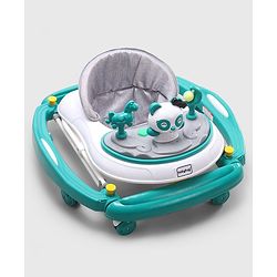 Babyhug Panda 2 In 1 Walker Cum Rocker With 3 Adjustable Height & Musical Play Tray With Lights-Grey| Smooth Swivel Wheels| BIS Certified| Comfortable Seat| Removable Toys