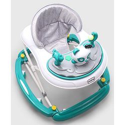 Babyhug Panda 2 In 1 Walker Cum Rocker With 3 Adjustable Height & Musical Play Tray With Lights-Grey| Smooth Swivel Wheels| BIS Certified| Comfortable Seat| Removable Toys