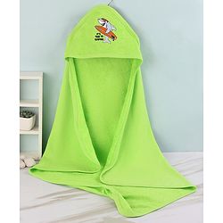 Babyhug Cotton Terry Knit Shark Print Towel with Hood L 76.2 x B 76.2 cm - Green