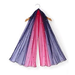 Babyhug Cotton Three Fourth Sleeve Choli With Abla Work Lehenga And Dupatta - Fuschia & Navy Blue