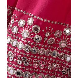 Babyhug Cotton Three Fourth Sleeve Choli With Abla Work Lehenga And Dupatta - Fuschia & Navy Blue