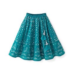 Babyhug Sleeveless Embroidered Choli & Lehenga Set With Dupatta - Teal Green