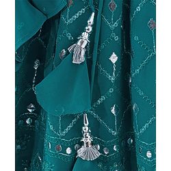 Babyhug Sleeveless Embroidered Choli & Lehenga Set With Dupatta - Teal Green