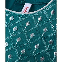 Babyhug Sleeveless Embroidered Choli & Lehenga Set With Dupatta - Teal Green