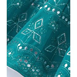 Babyhug Sleeveless Embroidered Choli & Lehenga Set With Dupatta - Teal Green