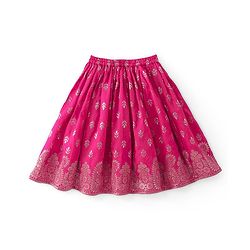 Babyhug Three Fourth Sleeves Floral Embroidered Choli & Lehenga Set With Dupatta - Fuchsia