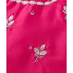 Babyhug Three Fourth Sleeves Floral Embroidered Choli & Lehenga Set With Dupatta - Fuchsia